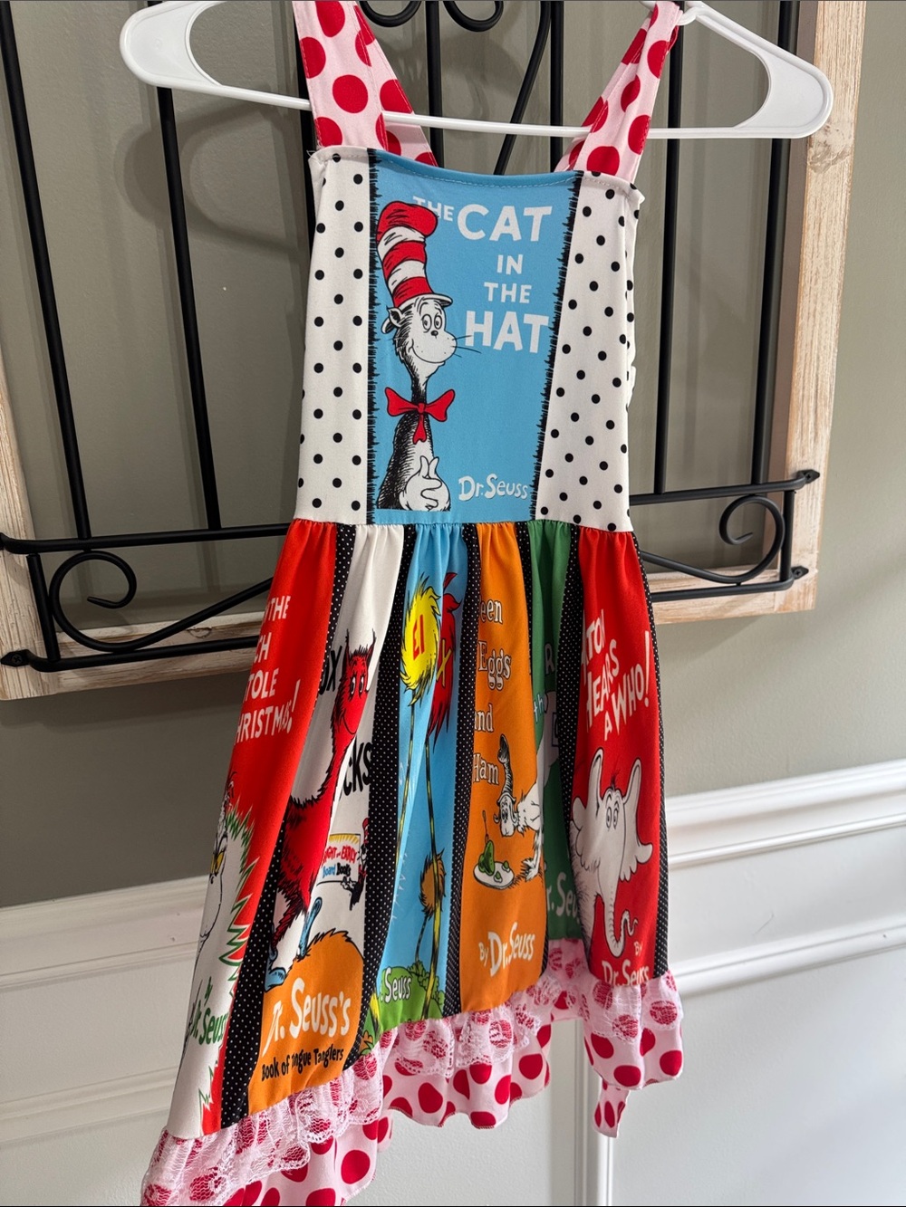 Dr. Seuss Multicolor Polka Dot Patchwork Dress colorful cotton blend